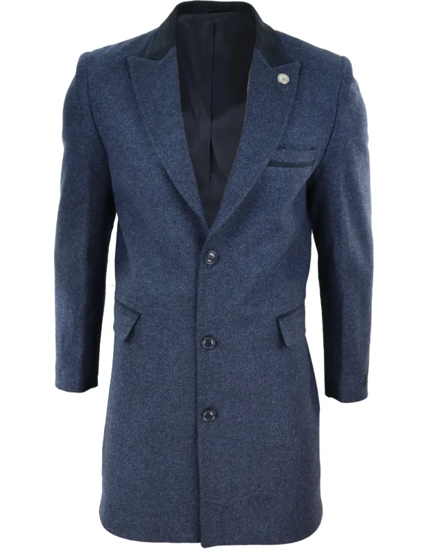 3/4 Long Overcoat Herringbone Tweed Peaky Blinders