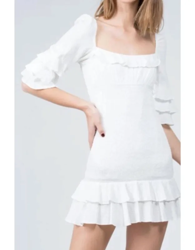 Ruffle Elastic Shirred Mini Dress