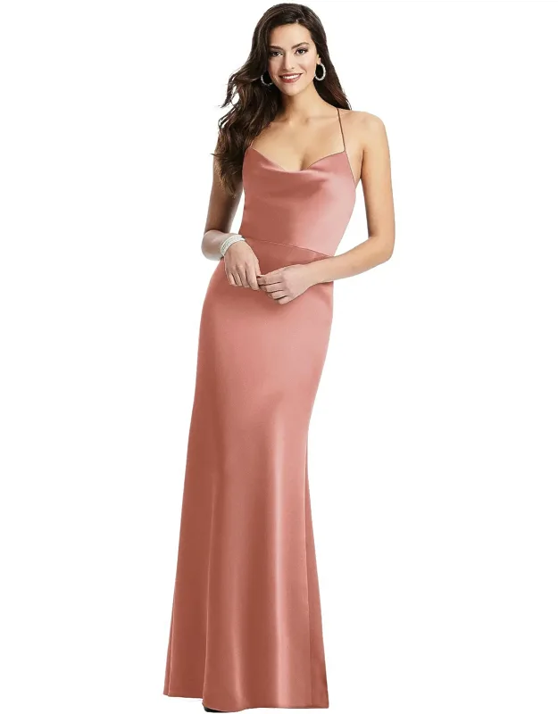 Cowl-neck Criss Cross Back Slip Dress
