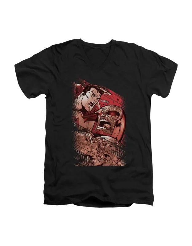 Superman Vs Darkseid Short Sleeve V Neck Premium Cotton T-shirt