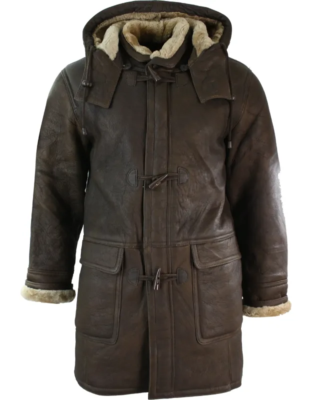 Winter Sheepskin Duffle Safari Jacket Hood