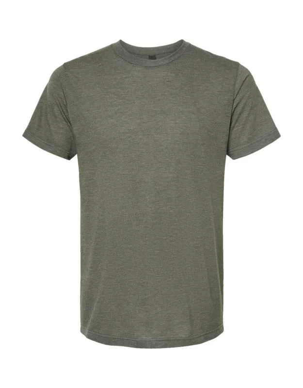Tri-blend T-shirt With Ribbed Collar And Double Needle Stitching