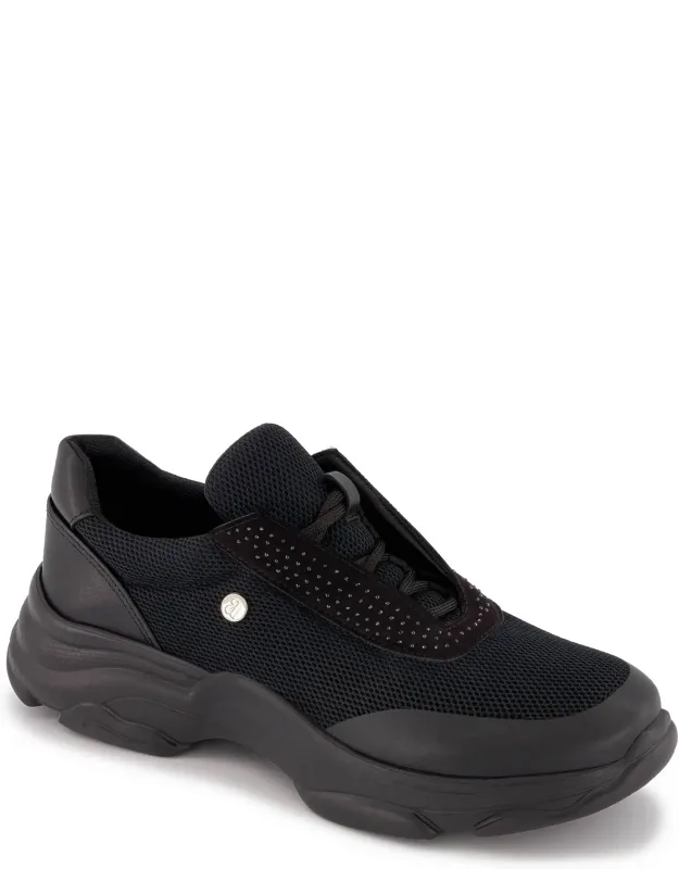 Casual Sneakers With Rhinestone Detail - Trendy Kicks, Touch Of Glam