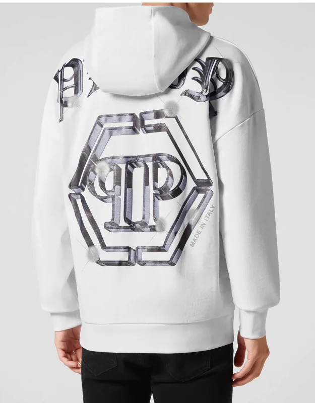 Hoodie Sweatshirt With Soft Cotton Fleece And Two Slit Pockets