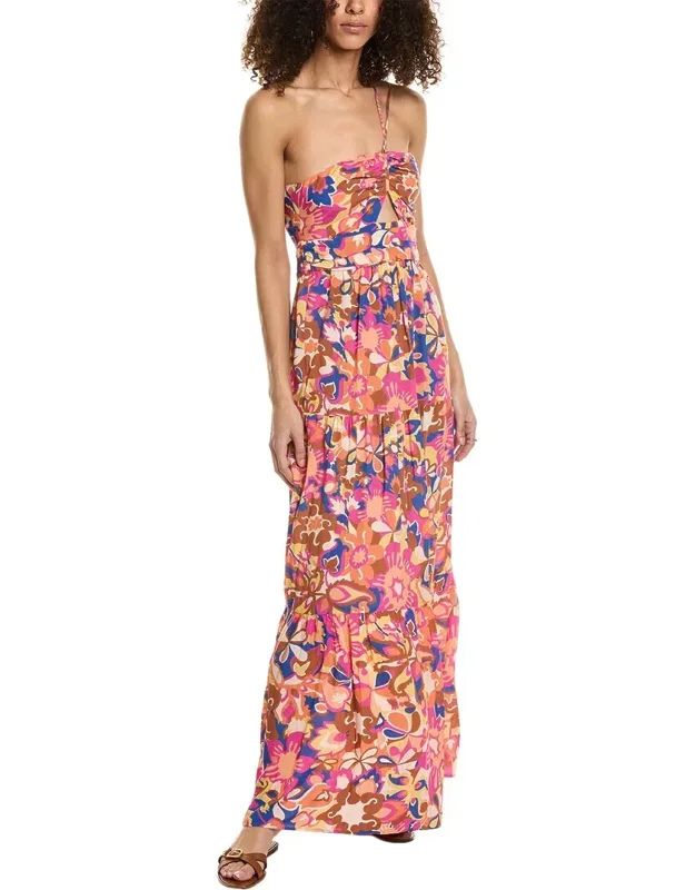 Ba & Sh Maxi Dress - Self-tie Halter And Tiered Skirt