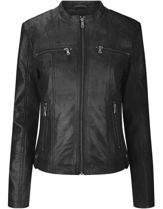 Real Leather Slim Fit Soft Zip Biker Style Jacket