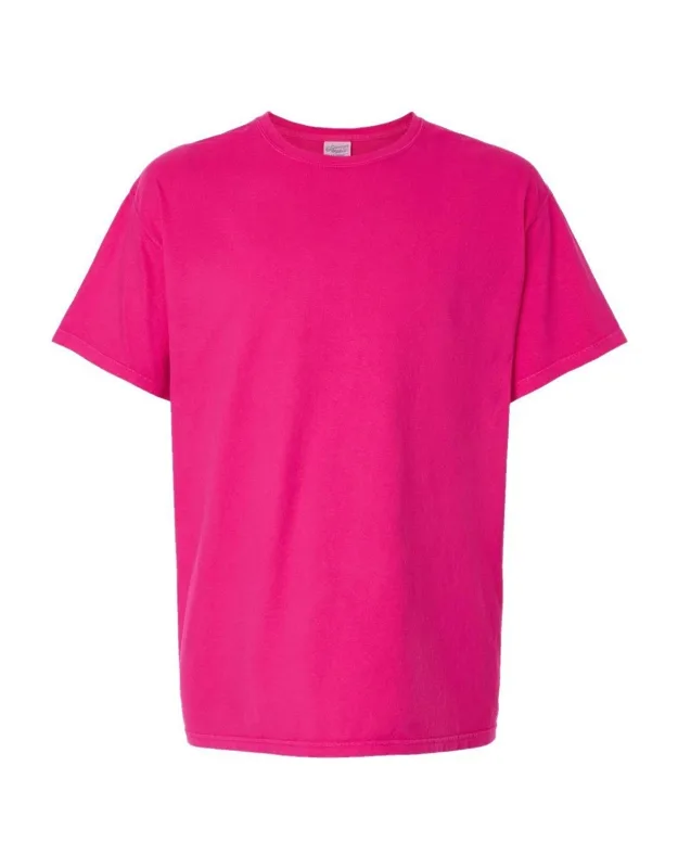 Comfortwash T-shirt With Double-needle Coverstitched And Ribbed Set-in Collar