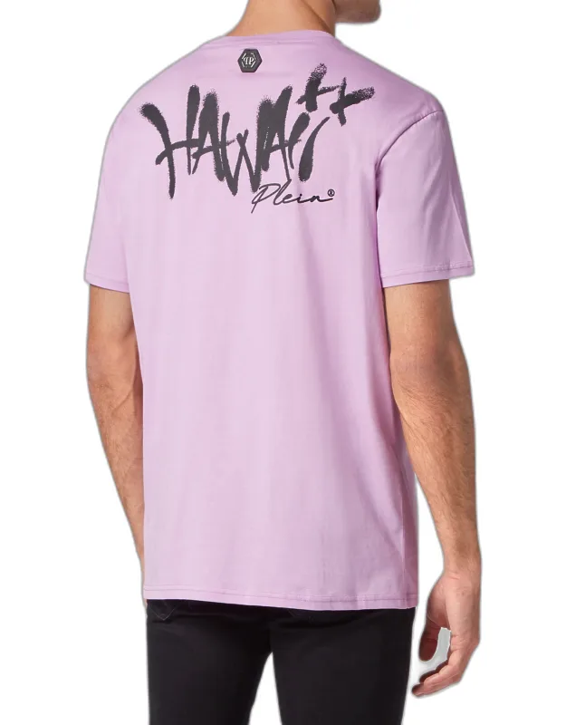 T-shirt Round Neck Ss With Color Bejeweled Elements And Hexagon Patch