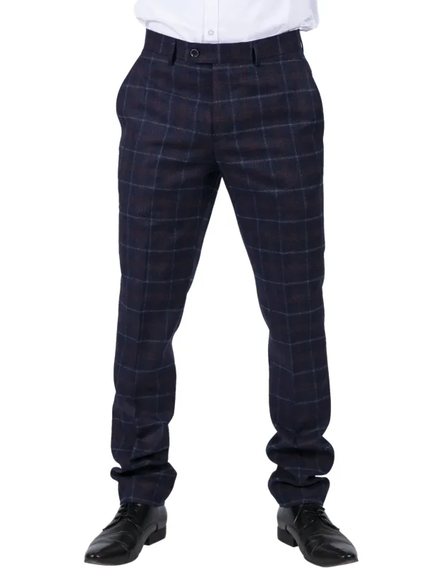 Tweed Check Trousers - Perfect Formal Trousers For Any Smart Formal Occasion, Regular Length Trousers (32" Inside Leg) - Can Be Adjusted Longer Or Shorter If Required, Tailored Fit