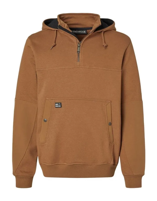 Mission Quarter-zip Hooded Pullover With Dwr Water-repellent Finish And Three-piece Hood
