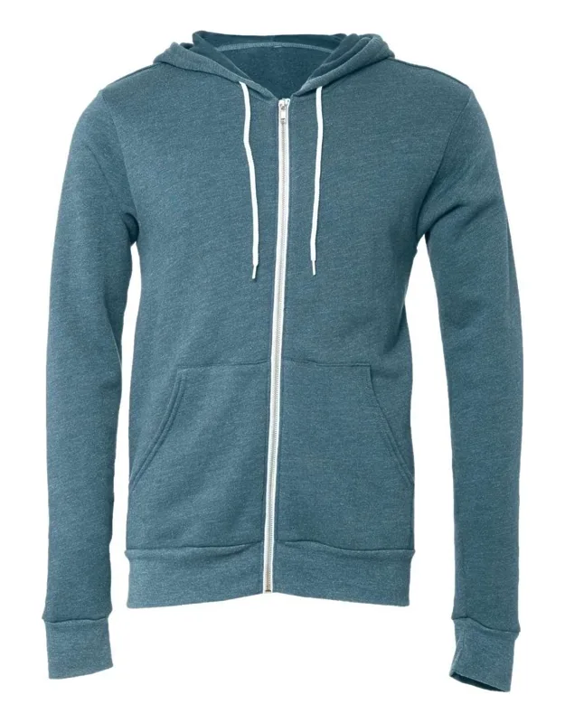 Sponge Fleece Full-zip Hoodie With Ribbed Cuffs And Split-pouch Pocket