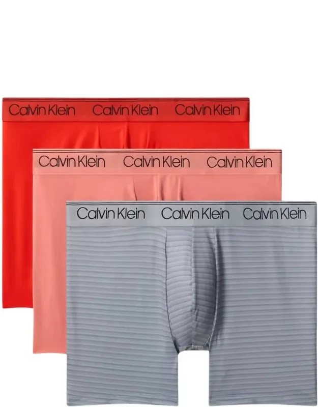 Boxer Briefs 3-pack In Molten/sleet/crabapple, Micro Stretch, Ultra-smooth Polyester With Elastane