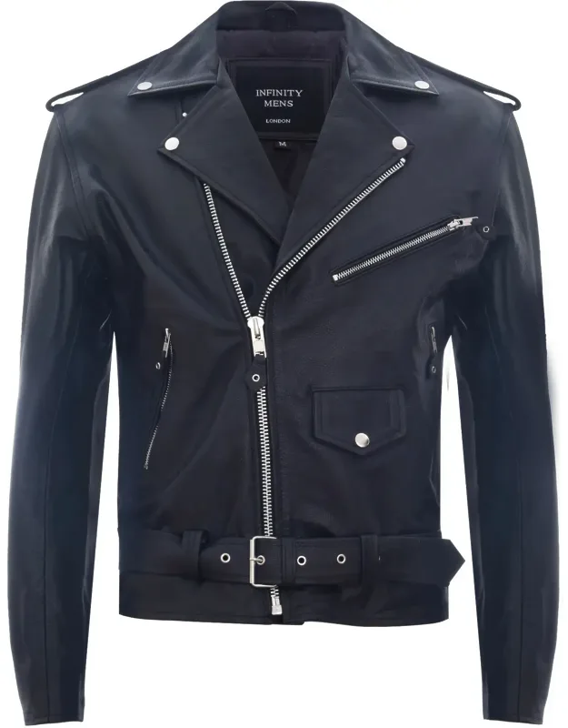 Leather Brando Biker Rock Motorcycle Hide Jacket