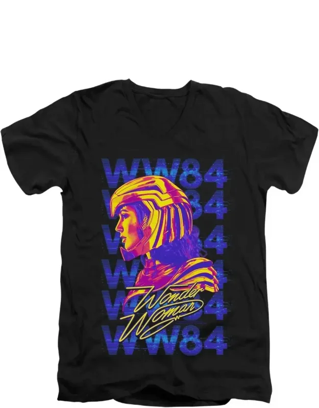 Wonder Woman 84 Repeat V Neck Premium Cotton T-shirt
