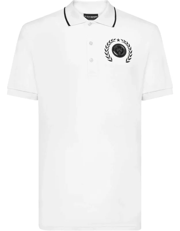 Polo Shirt Slim Fit Ss Tiger With Rubberized Patch And Button-up Collar