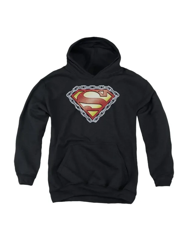 Superman Chained Shield Youth Pull Over Hoodie - Stylish And Great For Easy, Everyday Wear.
