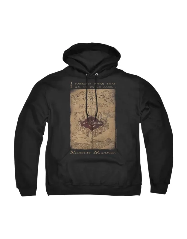 Harry Potter Marauders Map Words Pull Over Hoodie - Stylish For Everyday Wear, 50% Cotton And 50% Polyester