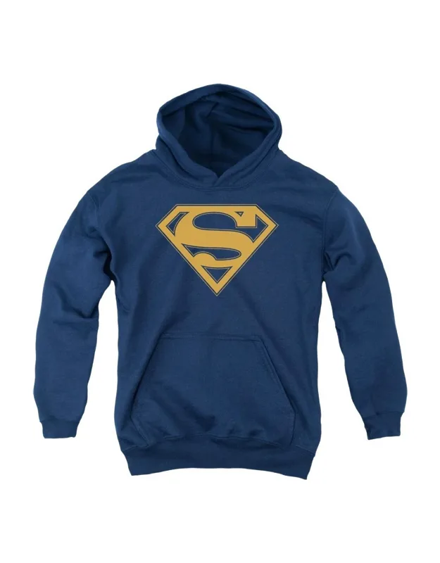 Superman Navy & Orange Shield Pull Over Hoodie