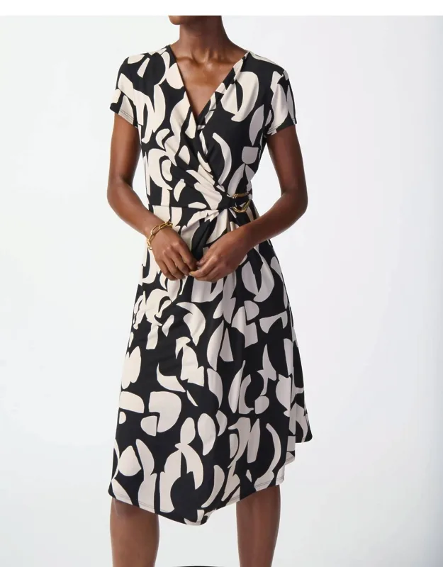 Geometric Wrap Front Dress