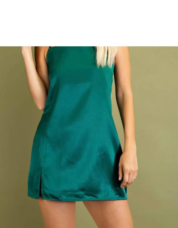 Solid Satin Mini Dress