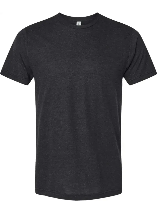 Tri-blend T-shirt With Ribbed Collar And Double Needle Stitching