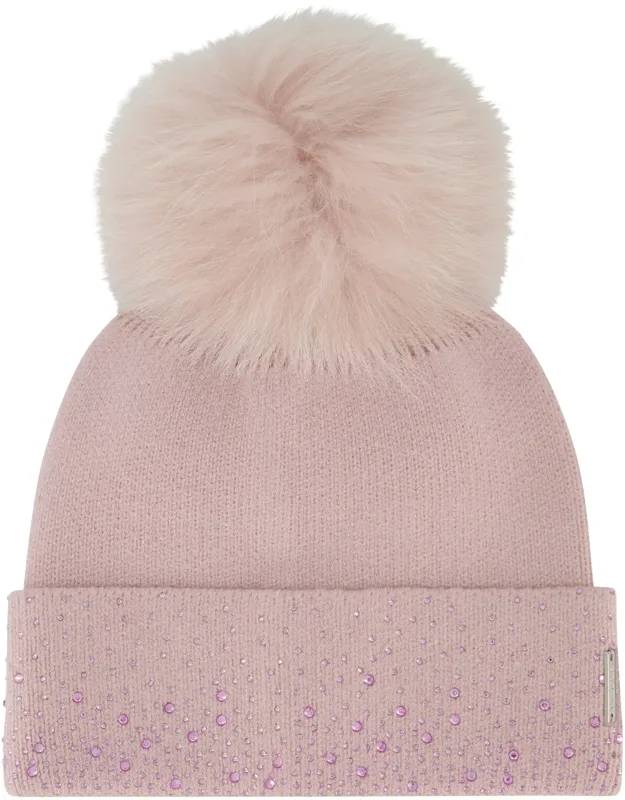 Knit Hat With Fox Pompom