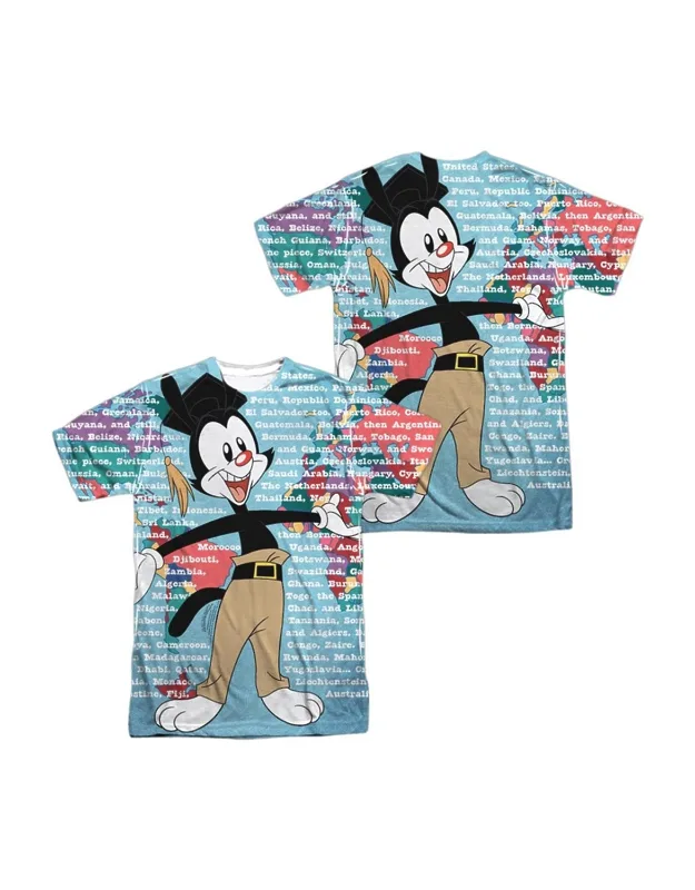 Animaniacs Yakko World (front/back Print) Short Sleeve Poly Crew Tee Stylish, Great For Easy, Everyday Wear