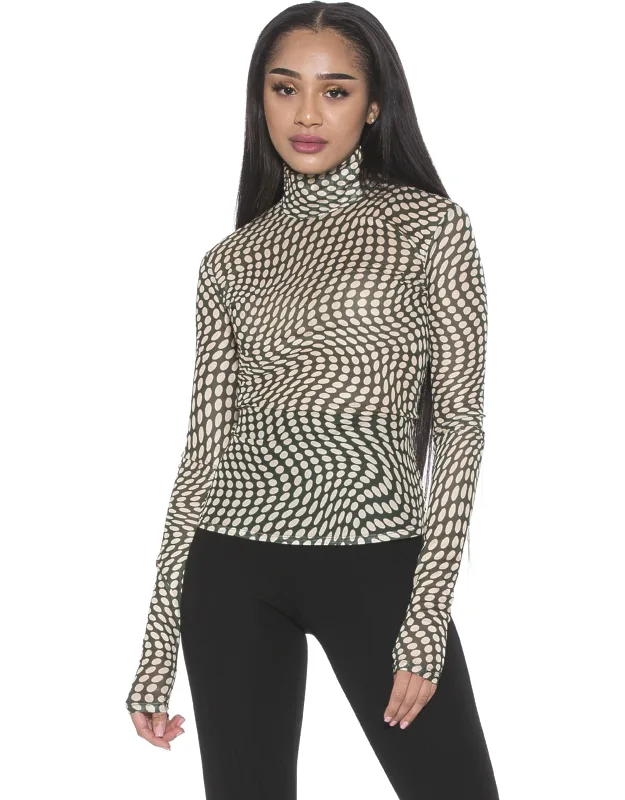 Doja Top With Turtleneck And Sheer Design