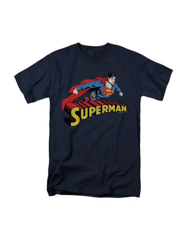 Superman Flying Over Short Sleeve Tee - 100% Cotton, Officially Licensed