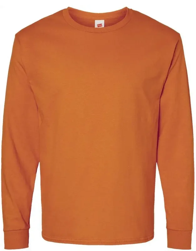 Essential-t Long Sleeve T-shirt With Ribbed Cuffs And Double-needle Bottom Hem