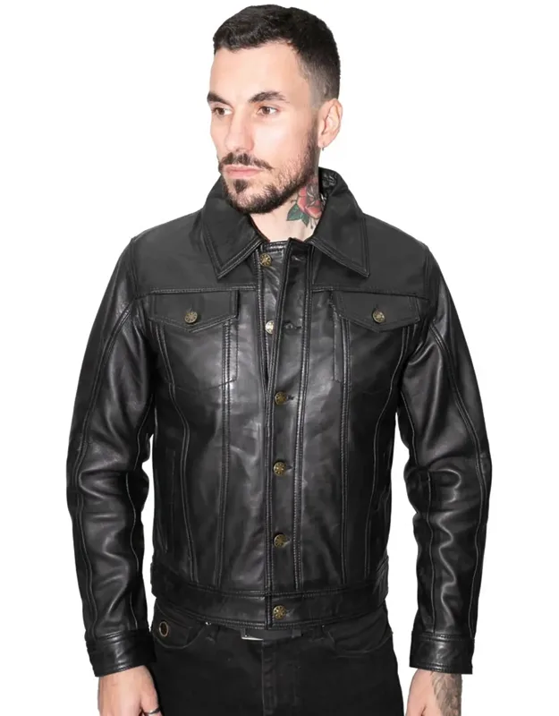 Trucker Jacket With Adjustable Waist And Cuffs