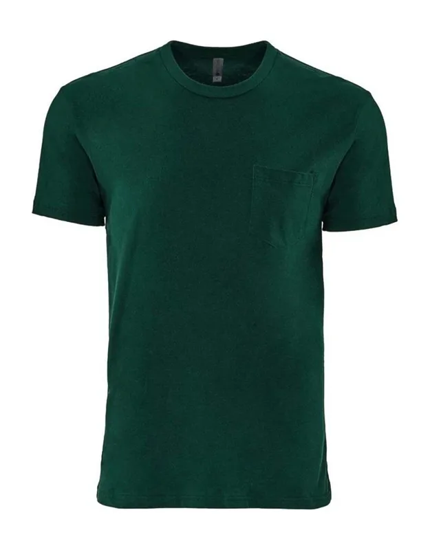 Next Level Cotton Pocket T-shirt With Five-point Left Chest Pocket And Tear Away Label