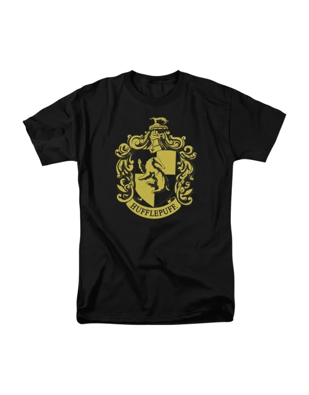 Harry Potter Hufflepuff Crest Short Sleeve Tee - 100% Cotton, Officially Licensed