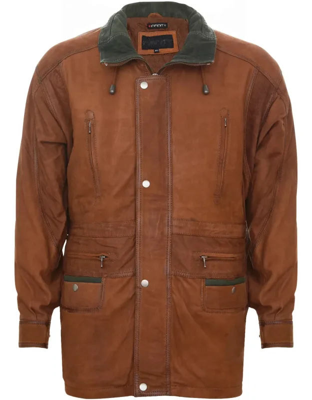 Nubuck Leather Parka Coat