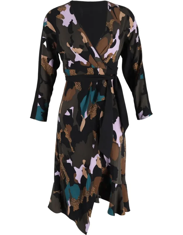 Printed Wrap Dress In Multicolor Viscose With Intricate Print And Classic Design