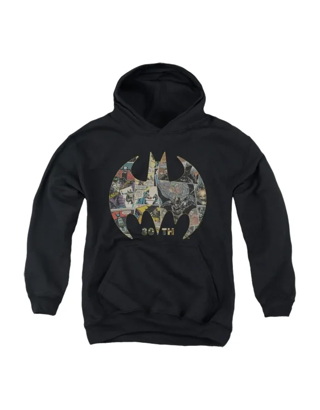 _batman 80th Shield Youth Pull Over Hoodie / Hooded Sweatshirt Stylish Easy_