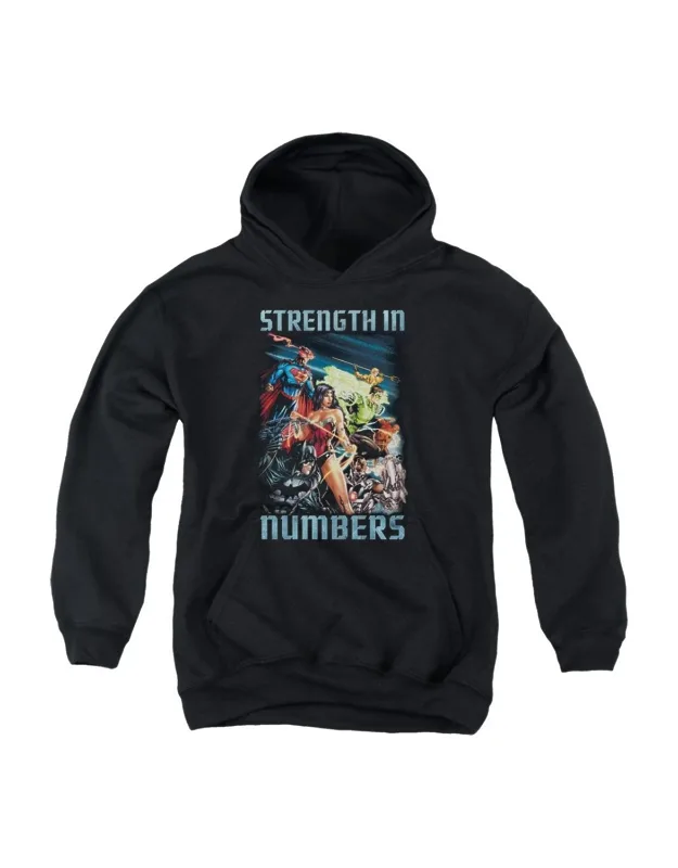 Justice League Of America Strength In Number Youth Pull Over Hoodie - Stylish And Great For Everyday Wear