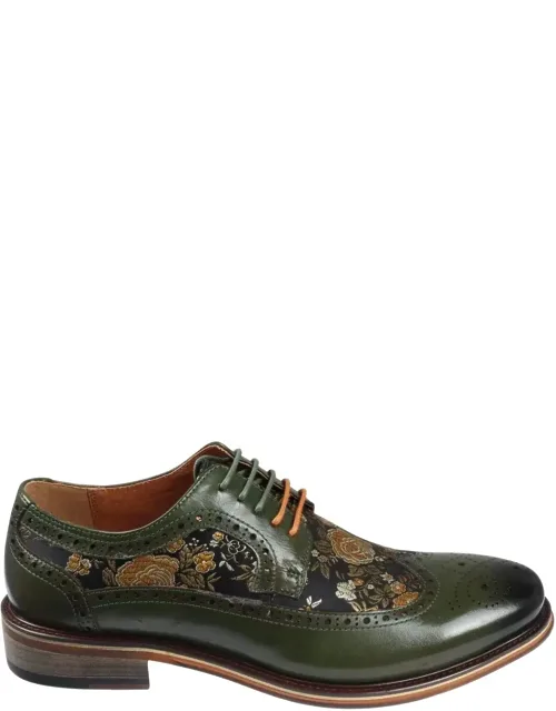 Floral Print Leather Brogue Shoes