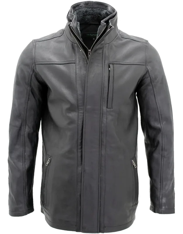 Leather Mid Length Coat