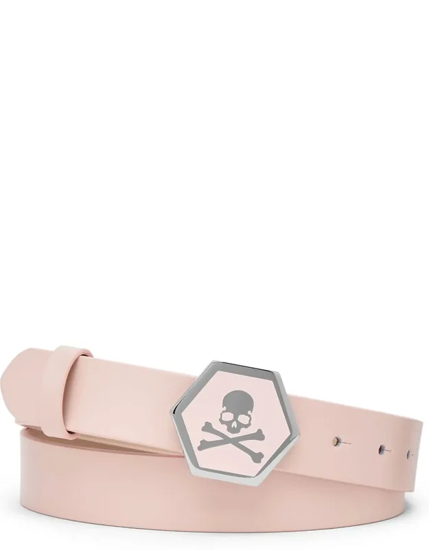 Leather Belt With Metal Buckle And Iconic Skull & Bones