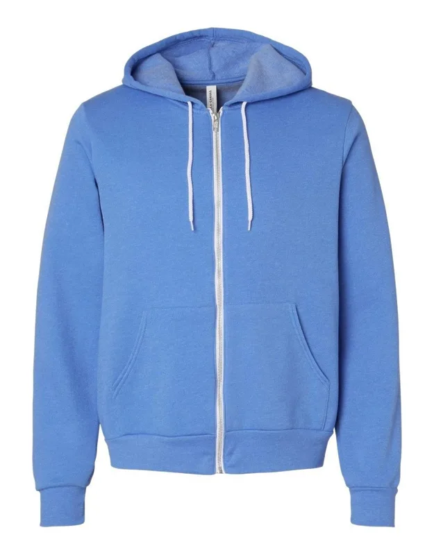 Sponge Fleece Full-zip Hoodie With Ribbed Cuffs And Split-pouch Pocket