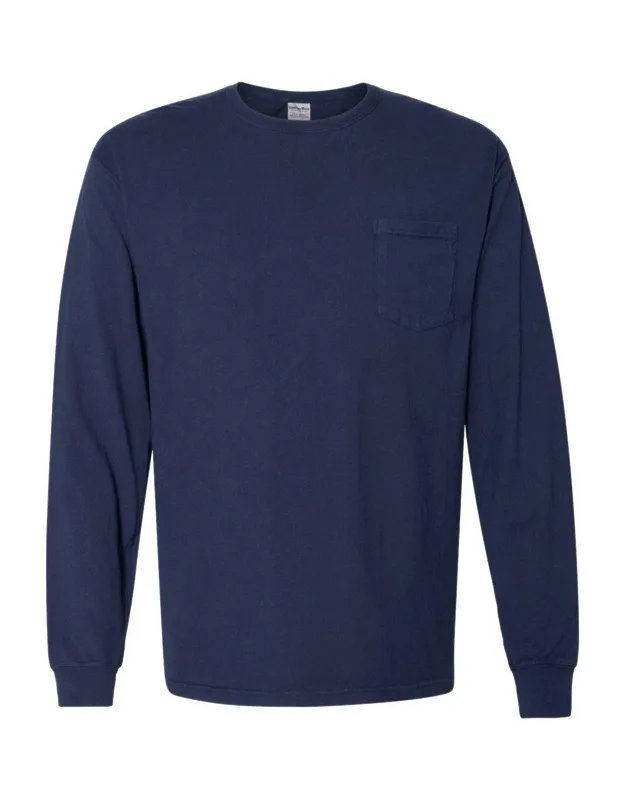 Garment-dyed Long Sleeve T-shirt With A Pocket