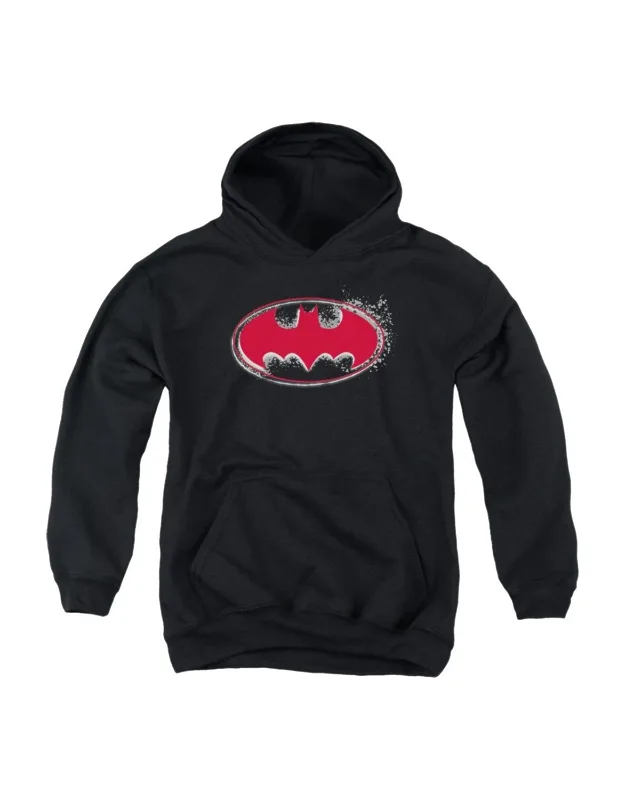 Batman Hardcore Noir Bat Logo Youth Pull Over Hoodie - Stylish And Easy