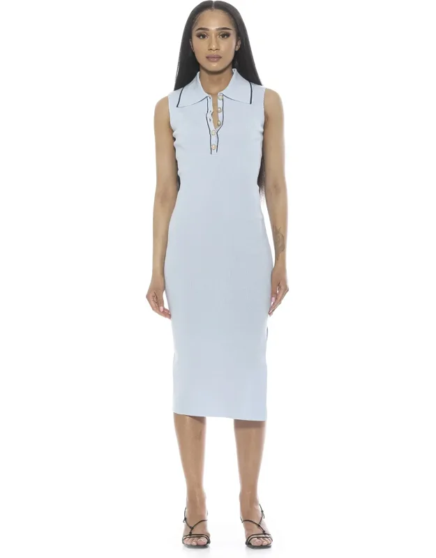 Myah Dress - Midi Ribbed Knit With Collar