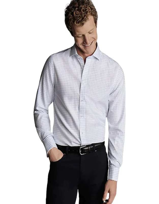 Non-iron Clifton Weave Check Cutaway Slim Fit Shirt Double Cuff