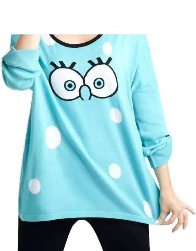 Cartoon Graphic Sweater, Scoop Neck, Pullover Styling