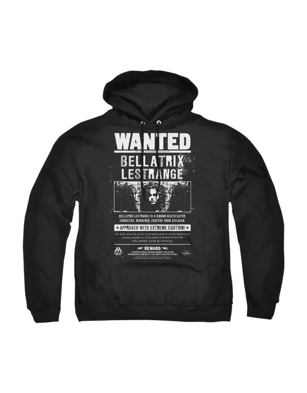 Harry Potter Wanted Bellatrix Adult Pull Over Hoodie - Stylish For Everyday Wear, 50% Cotton And 50% Polyester