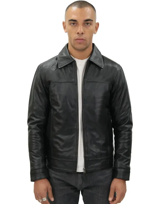 Leather Harrington Jacket