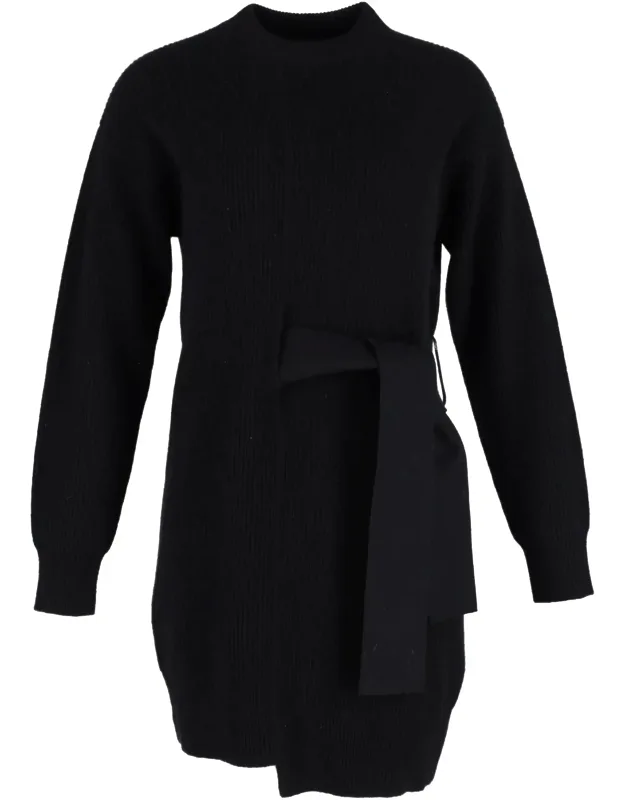 Rib-knit Side-tie Sweater Dress