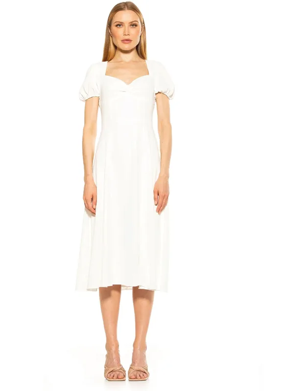 Gracie Dress With Puff Sleeves And High Slit